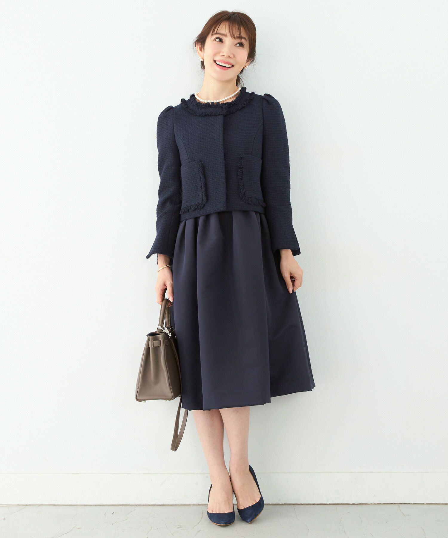 ジャケット フリンジ 無地ツイード オケージョン Liala×PG 全2色  