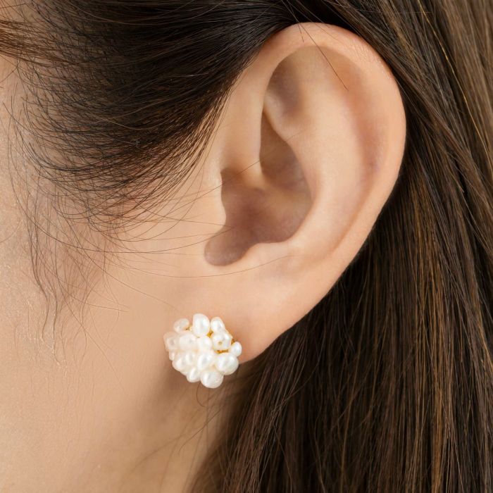 淡水 パール ポンポン ピアス イヤリング Freshwater Pearl PON PON Pierce Earring