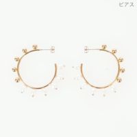 ハーフ パール フープ ピアス イヤリング Half Pearl Hoop Pierce Earring