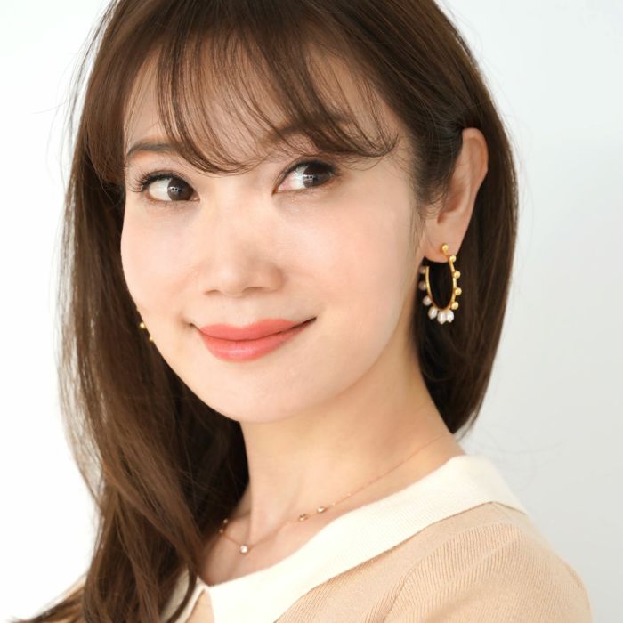 ハーフ パール フープ ピアス イヤリング Half Pearl Hoop Pierce Earring