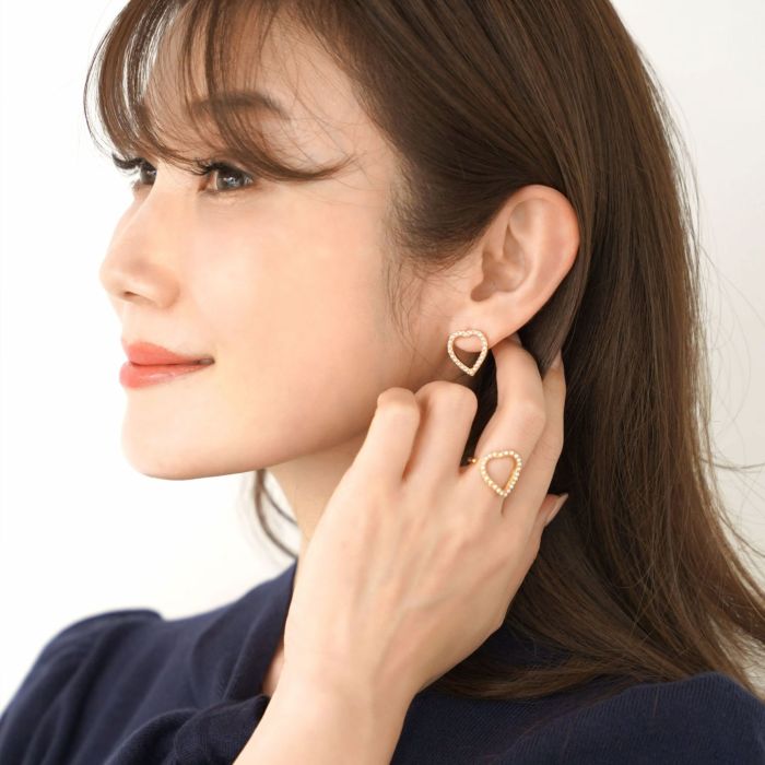 パール ハート シェイプ ピアス イヤリング Pearl Heart Shape Pierce Earring （Liala） 全2種  ｜lia911-9671【6】