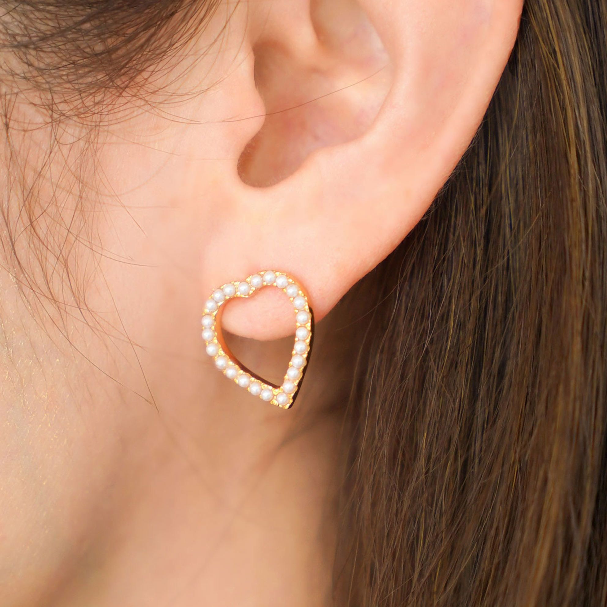 パール ハート シェイプ ピアス イヤリング Pearl Heart Shape Pierce Earring