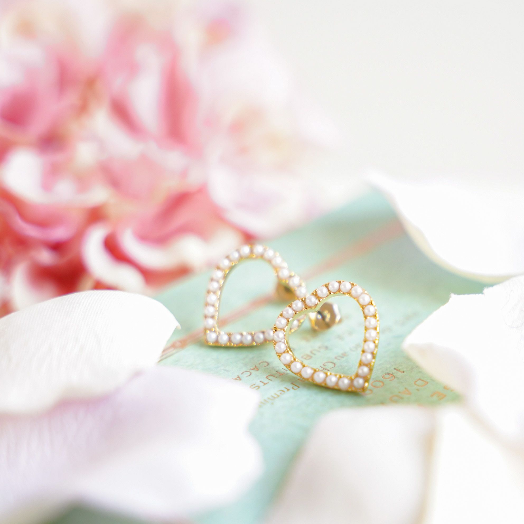 パール ハート シェイプ ピアス イヤリング Pearl Heart Shape Pierce Earring