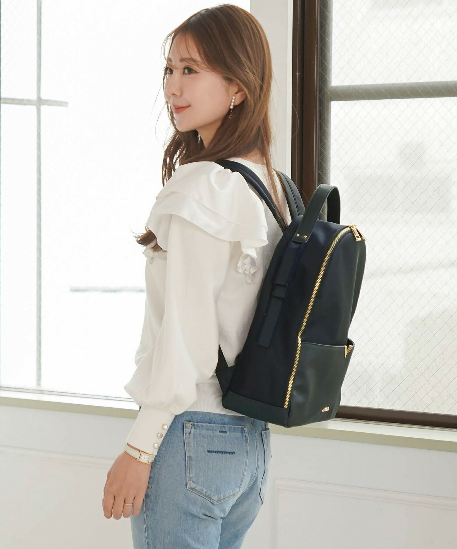 リュック フリンジリボン Vモチーフ付き ポシェットセット Le Reve Vaniller 全3色 Lvn912 1311 1