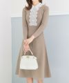 ニット ワンピース ケミカルレース 襟付き Prima Scherrer 全3色