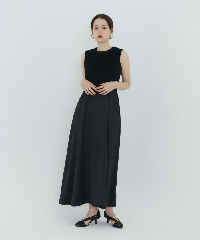 限定Price！SALE リボンブローチ付き ドッキングドレス TINA：JOJUN 全