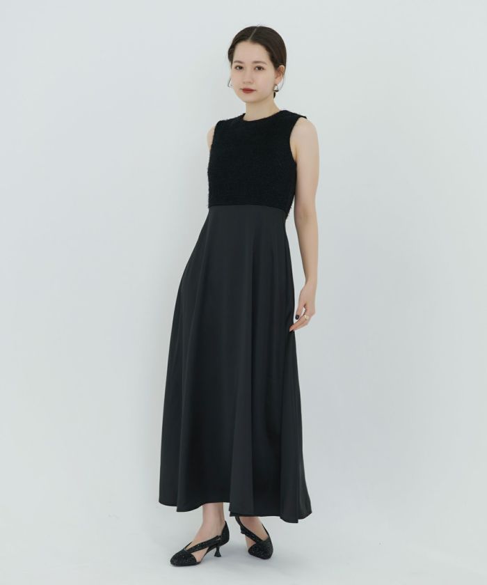 リボンブローチ付き ドッキングドレス TINA：JOJUN 全2色