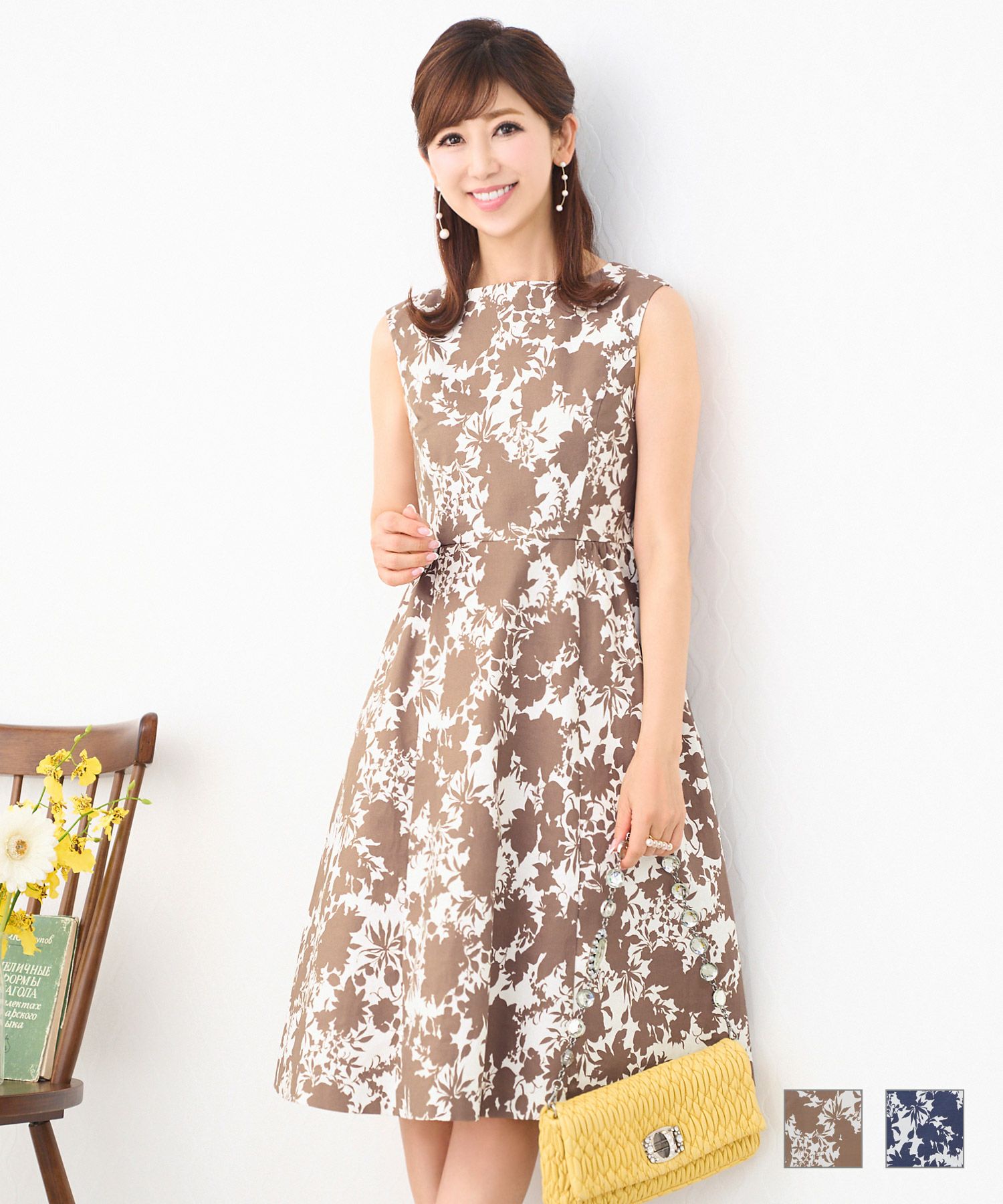 ワンピースモノトーン花柄プリントPrimaScherrer全2色｜psc311-0504【1】