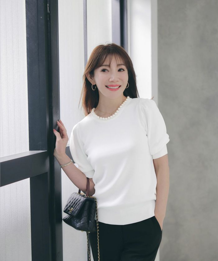 新色追加/手洗い可/セットアップ対応商品/ニットトップスレディース薄手おしゃれオフィスカジュアルかわいい白黒服