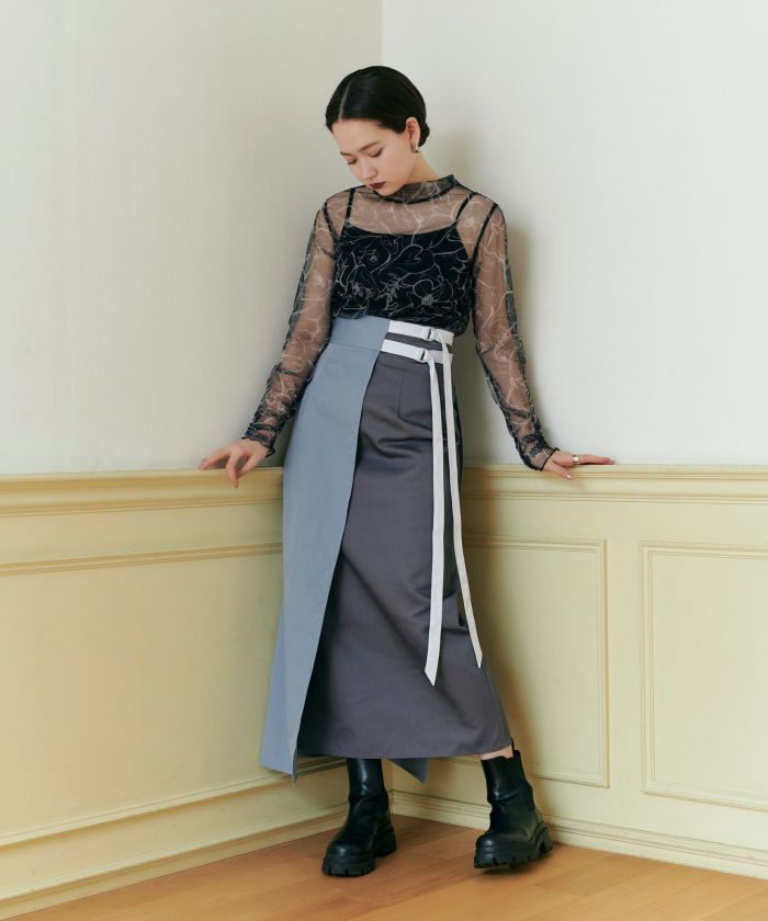 限定Price！SALE Hライン ドッキングスカート TINA：JOJUN 全2色