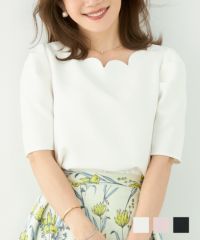 スカラップネック 半袖 ブラウス Liala×PG