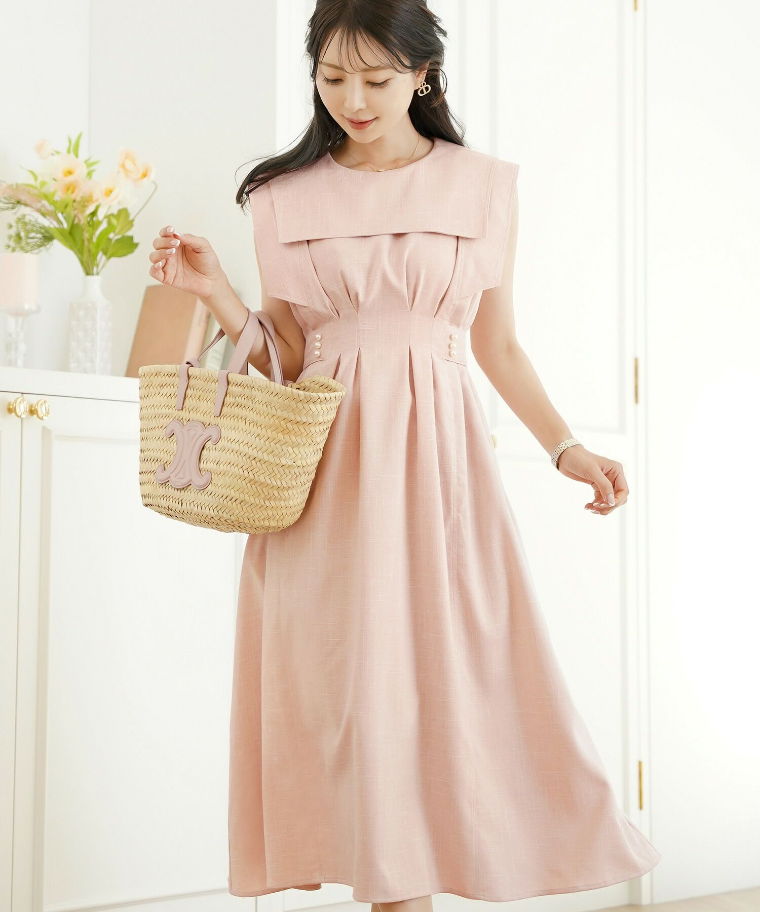 配色ステッチ セーラーカラー ワンピース le reve vaniller 全5色  