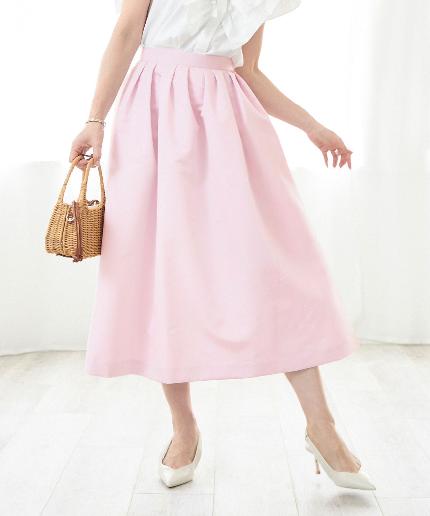 手洗い可 新色追加 S/M/L 日本製 無地 フレア 大人カジュアル きれいめ オケージョン ふんわり ジョイントスペース