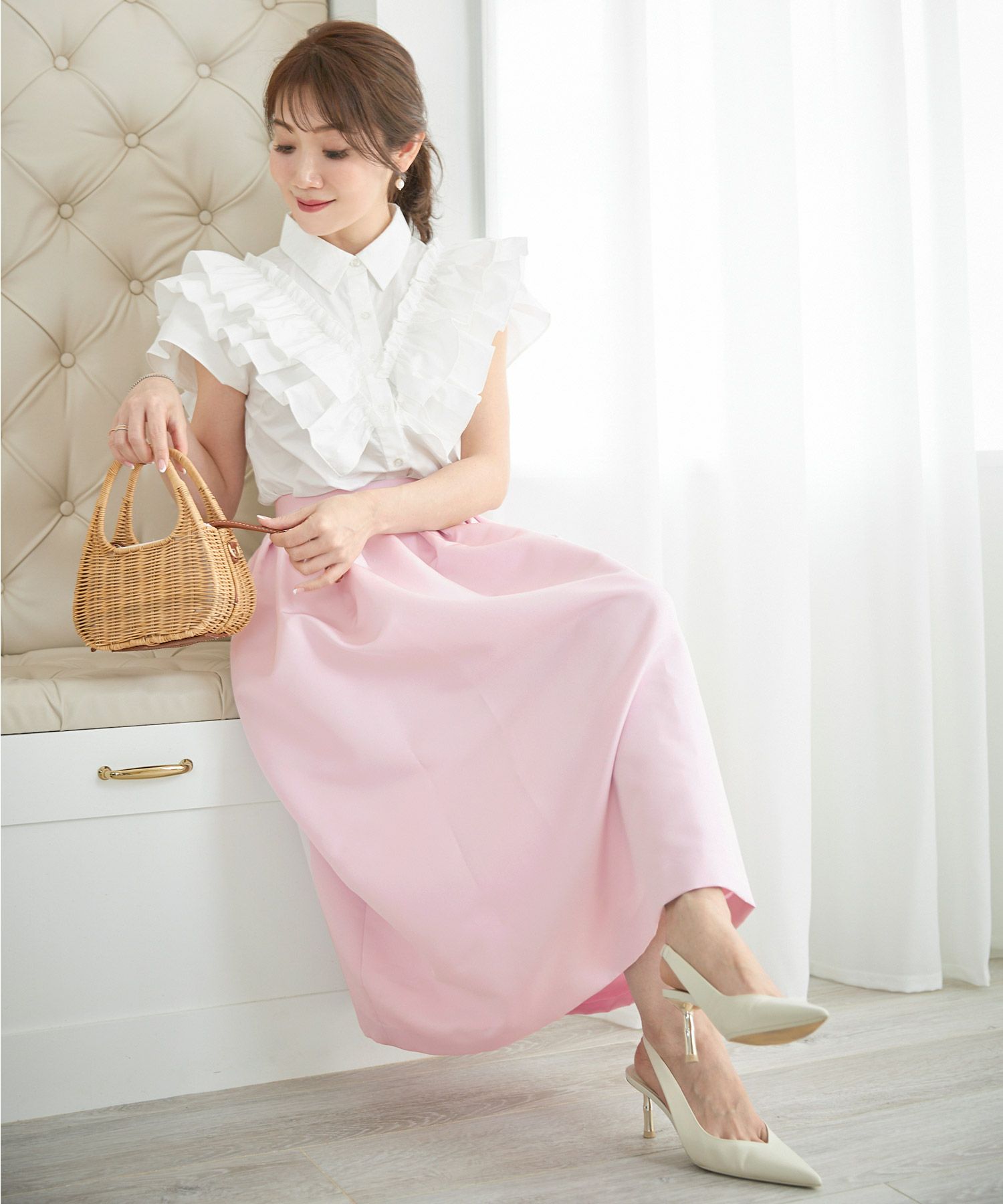 手洗い可 新色追加 S/M/L 日本製 無地 フレア 大人カジュアル きれいめ オケージョン ふんわり ジョイントスペース