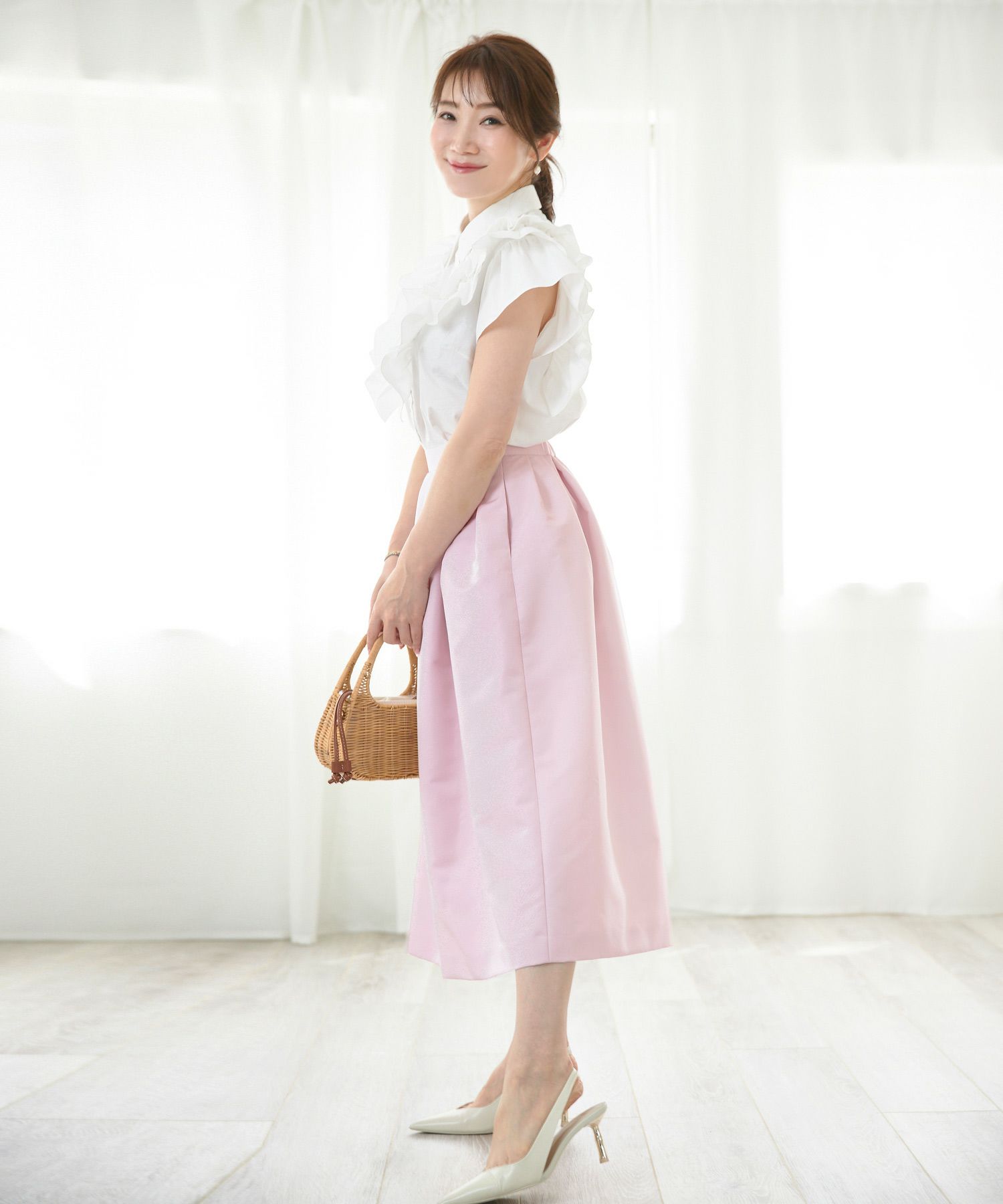 手洗い可 新色追加 S/M/L 日本製 無地 フレア 大人カジュアル きれいめ オケージョン ふんわり ジョイントスペース