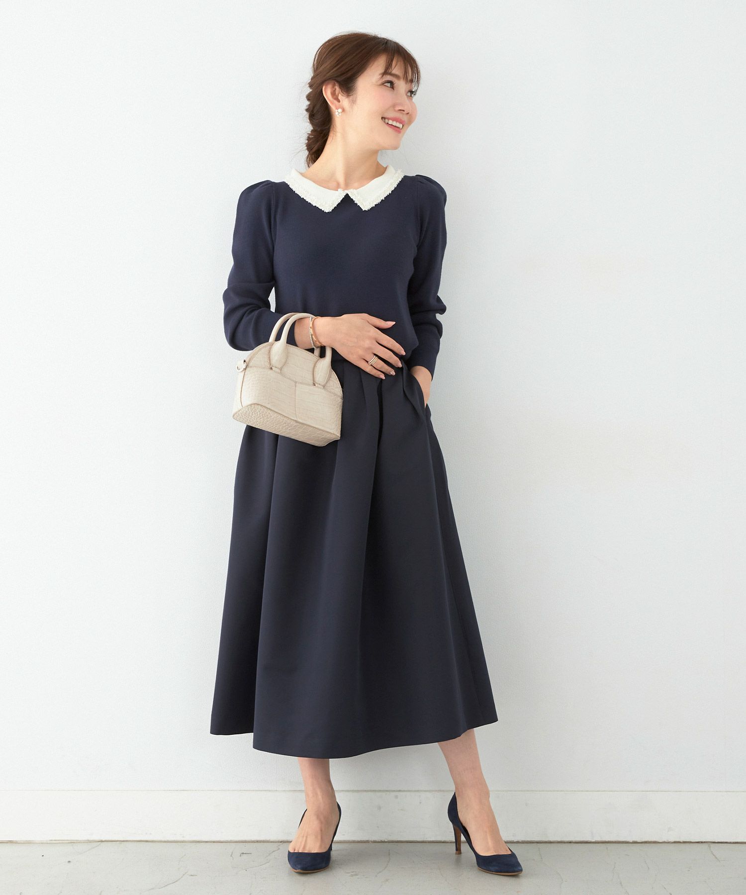 手洗い可 新色追加 S/M/L 日本製 無地 フレア 大人カジュアル きれいめ オケージョン ふんわり ジョイントスペース