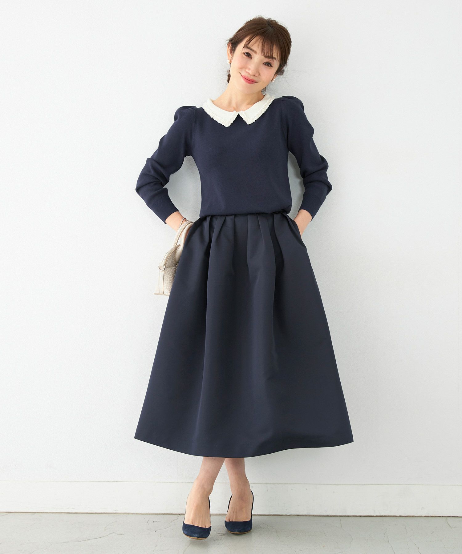 手洗い可 新色追加 S/M/L 日本製 無地 フレア 大人カジュアル きれいめ オケージョン ふんわり ジョイントスペース