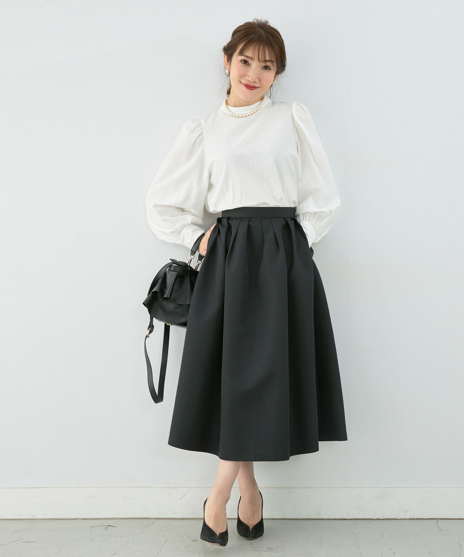 手洗い可 新色追加 S/M/L 日本製 無地 フレア 大人カジュアル きれいめ オケージョン ふんわり ジョイントスペース