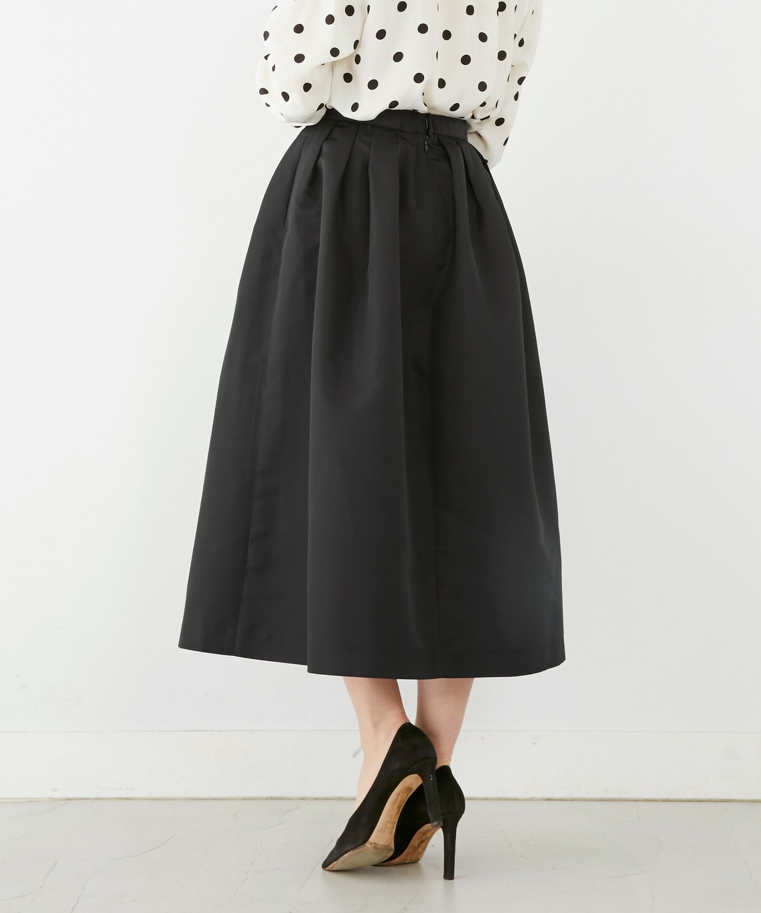 手洗い可 新色追加 S/M/L 日本製 無地 フレア 大人カジュアル きれいめ オケージョン ふんわり ジョイントスペース