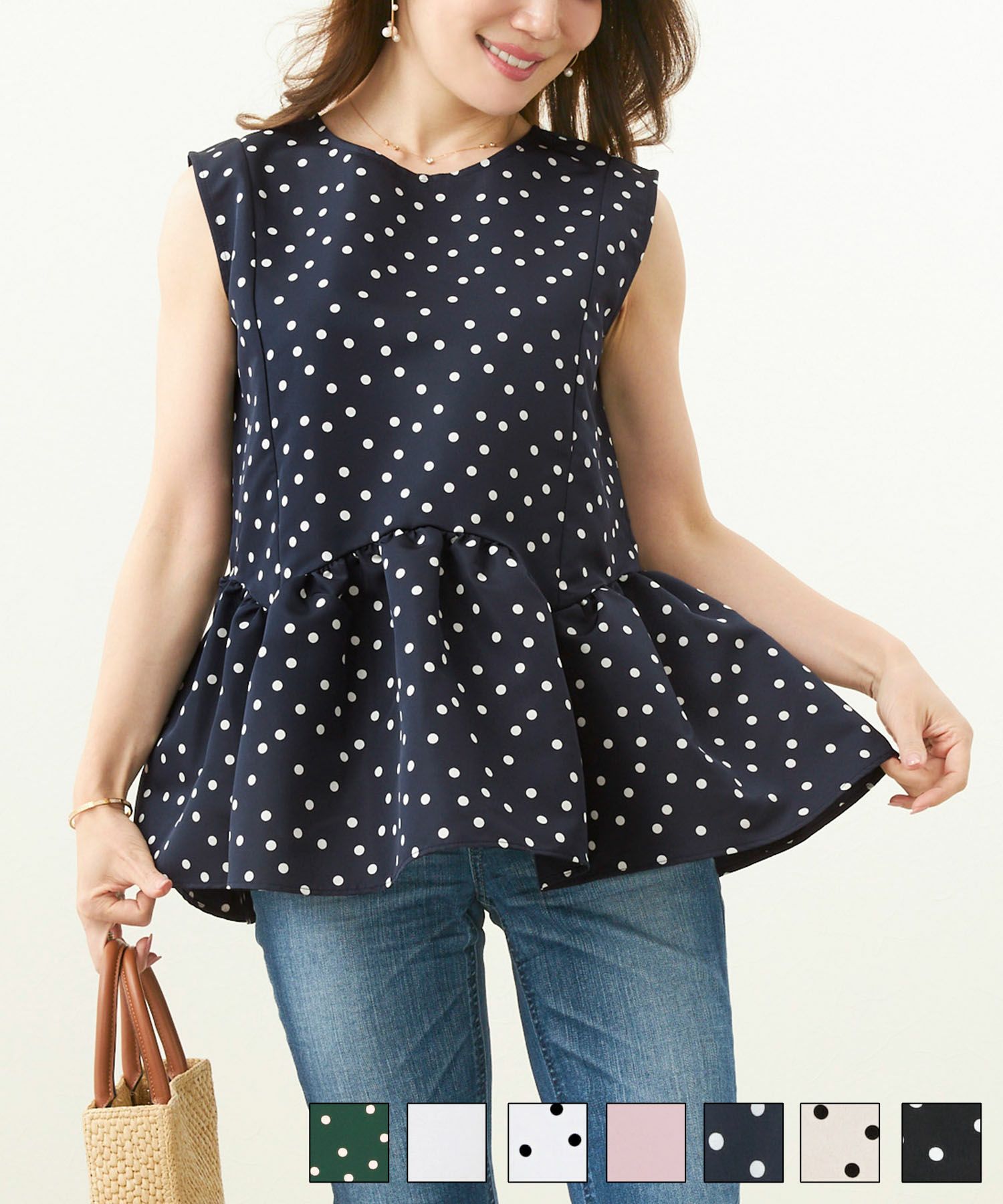 スカラップ切り替えノースリーブブラウスLiala×PG