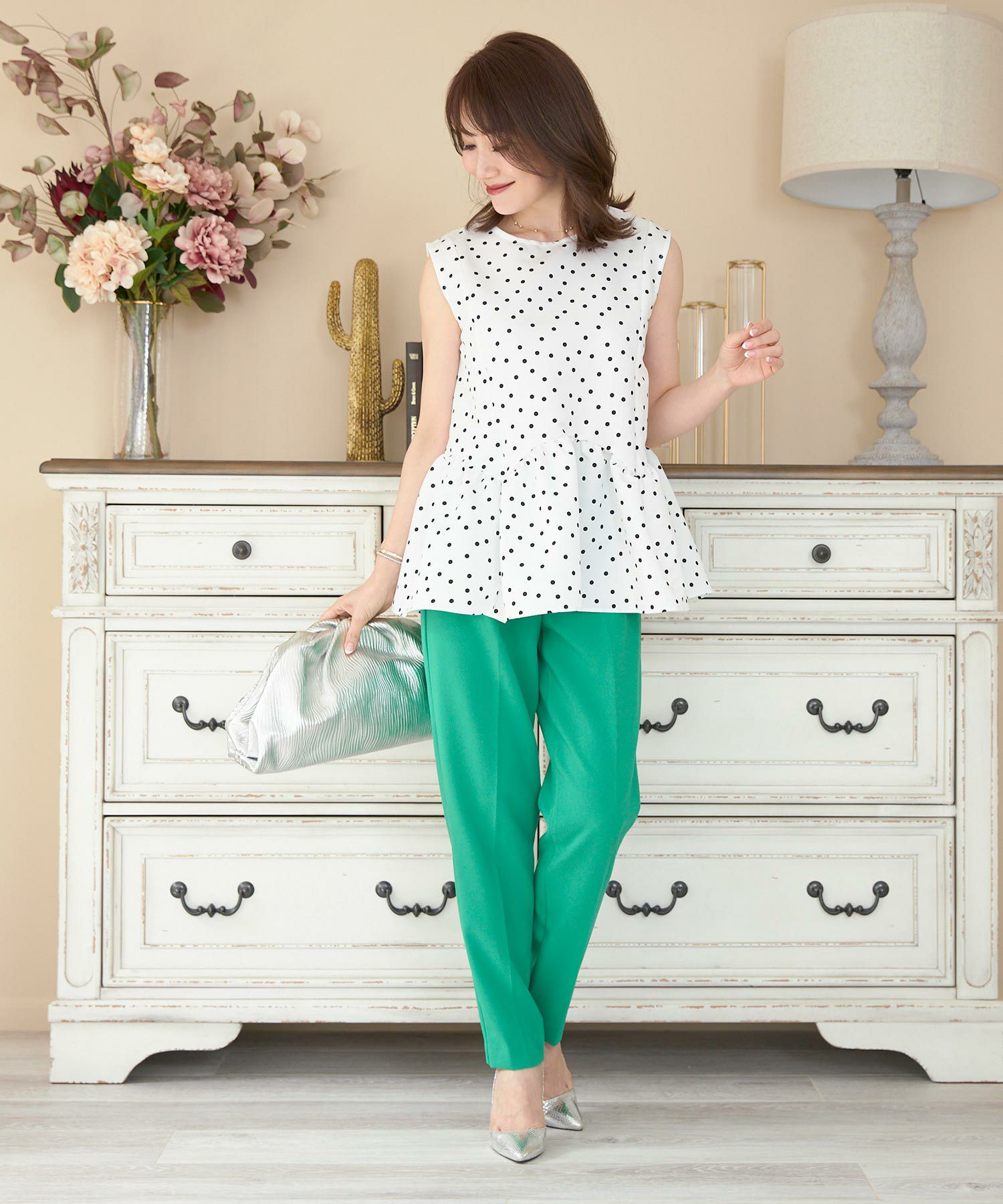 LINKABLE（リンカブル）スカラップノースリーブブラウス （LINKABLE  