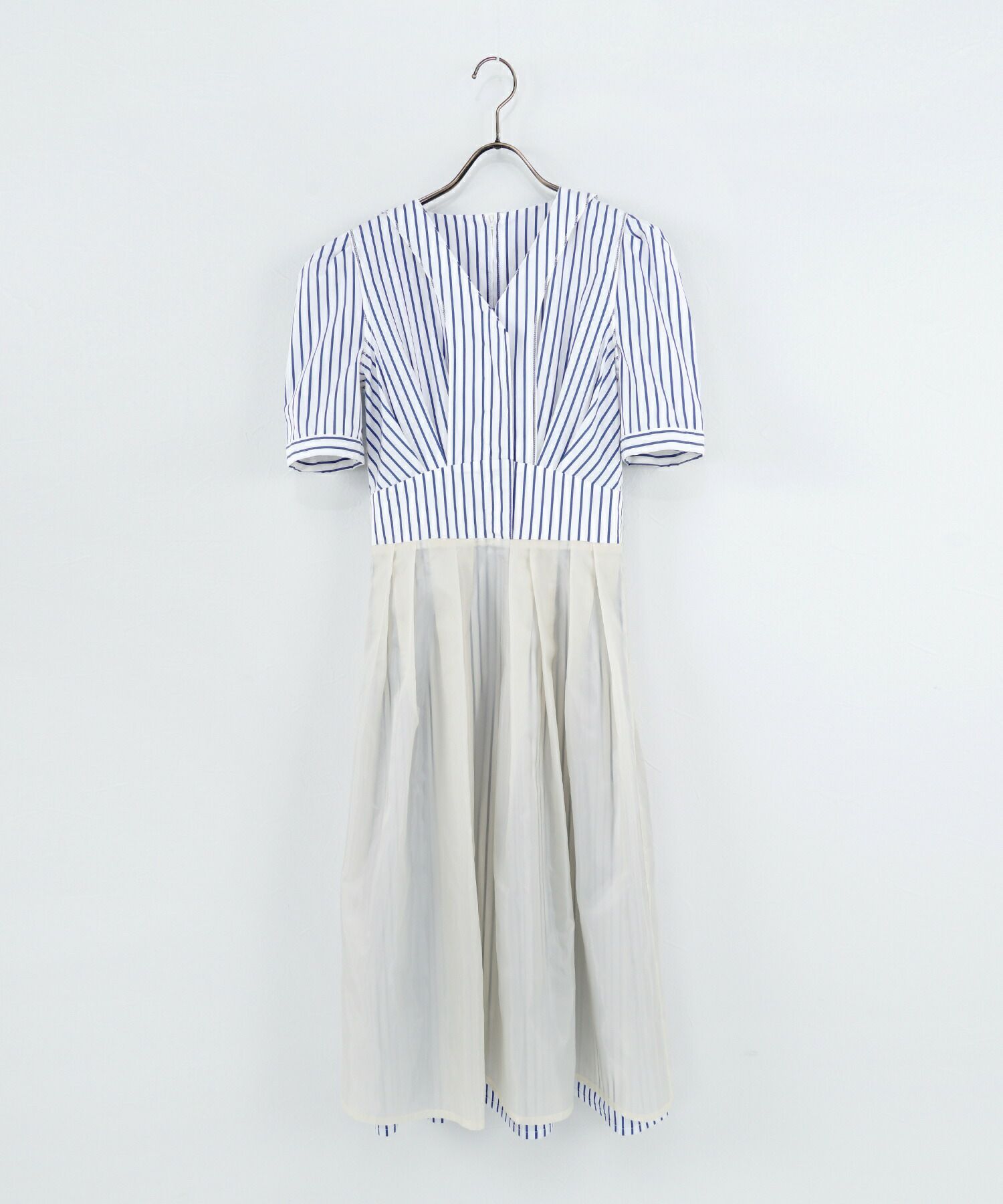 手洗い可/半袖/フレア/ワンピ/ふんわり/タック袖/綿