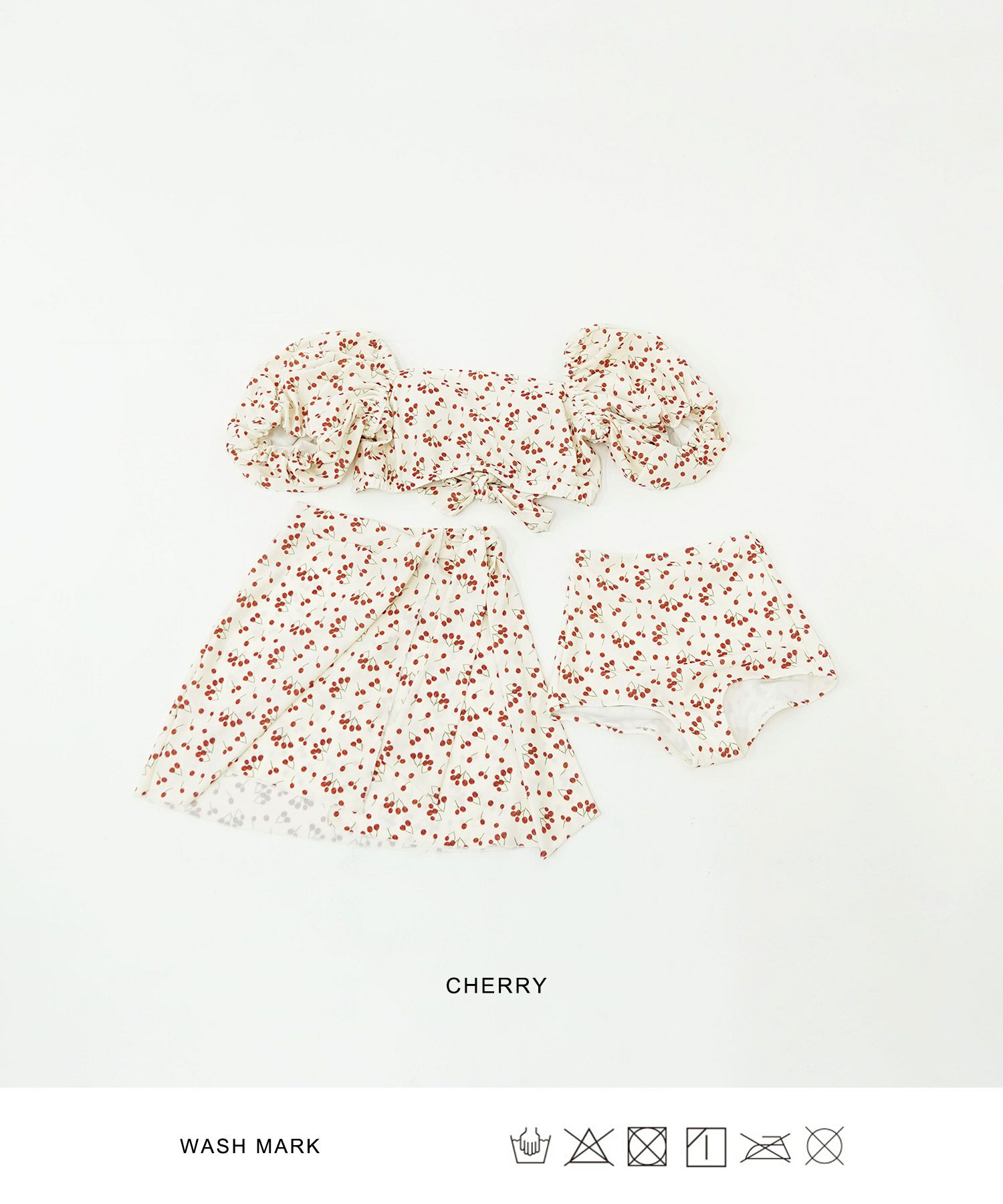 水着/スイムウェア/夏/小花柄/チェリー/ピンク/イエロー