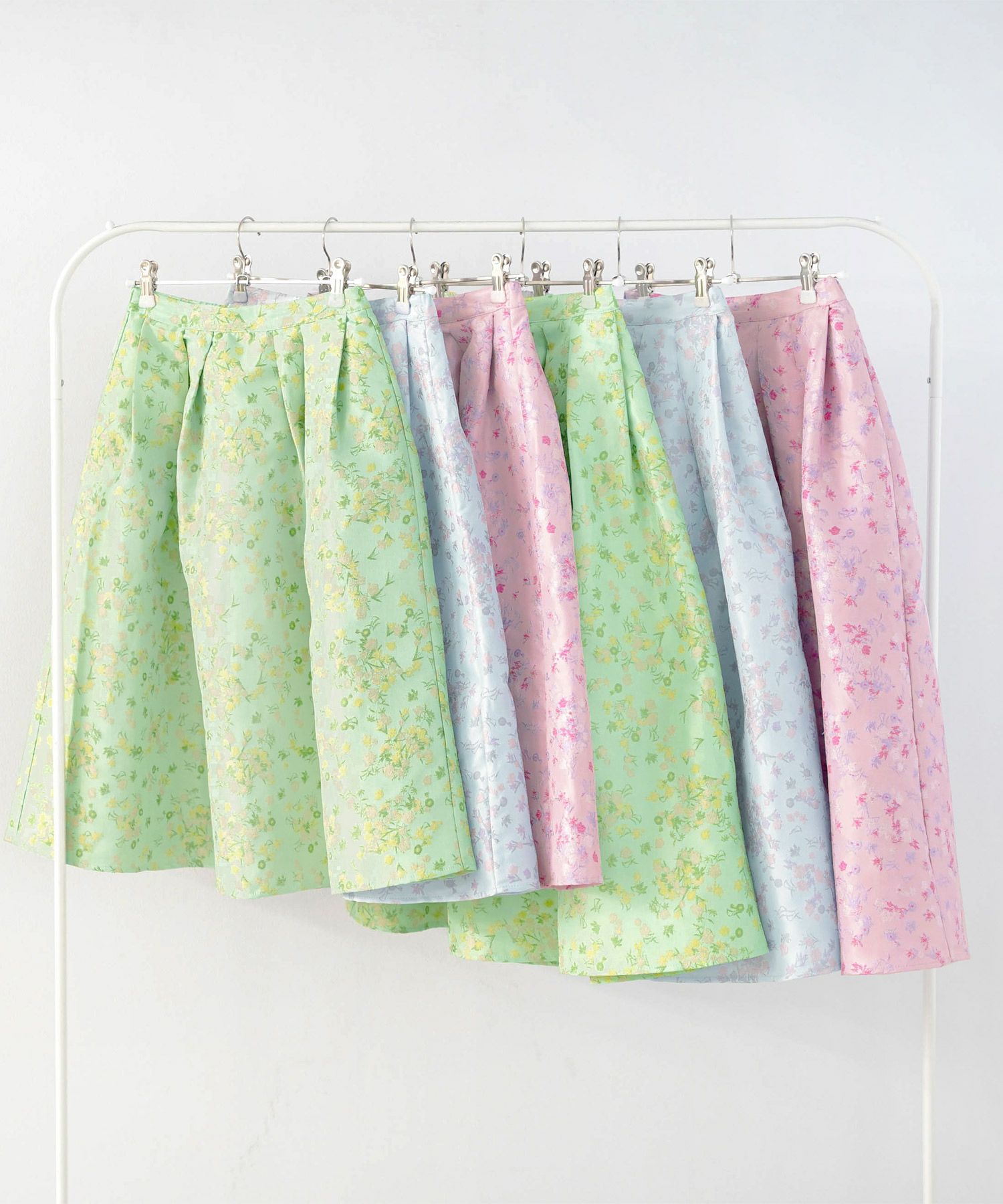 フラワー/ふんわり/タックスカート/オールシーズン/選べる丈/上品/綺麗め/上品/柄スカート