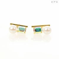 オーロラ ストーン パール ツイン ピアス イヤリング Aurora Stone Pearl Twin Pierce Earring