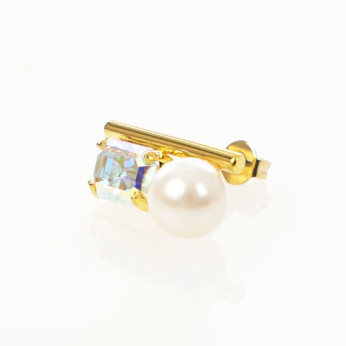 オーロラ ストーン パール ツイン ピアス イヤリング Aurora Stone Pearl Twin Pierce Earring