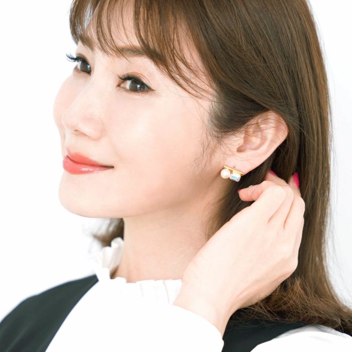 オーロラ ストーン パール オーロラ ストーン パール ツイン ピアス イヤリング Aurora Stone Pearl Twin Pierce Earringツイン ピアス イアリング Aurora Stone Pearl Twin Pierce Earring