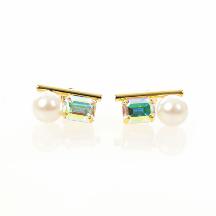 オーロラ ストーン パール ツイン ピアス イヤリング Aurora Stone Pearl Twin Pierce Earring