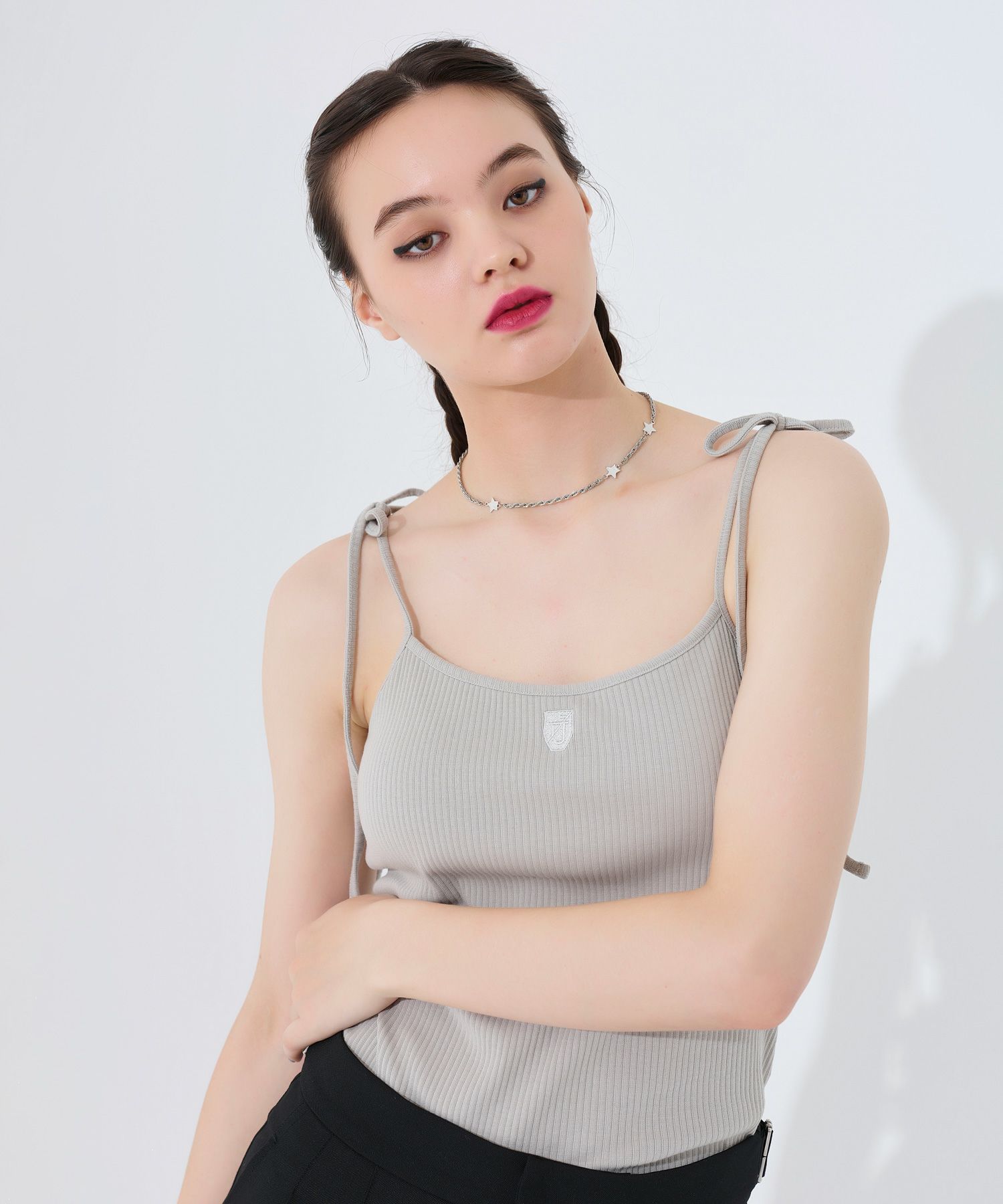 トップス/キャミソール/肩リボン/カップ付き