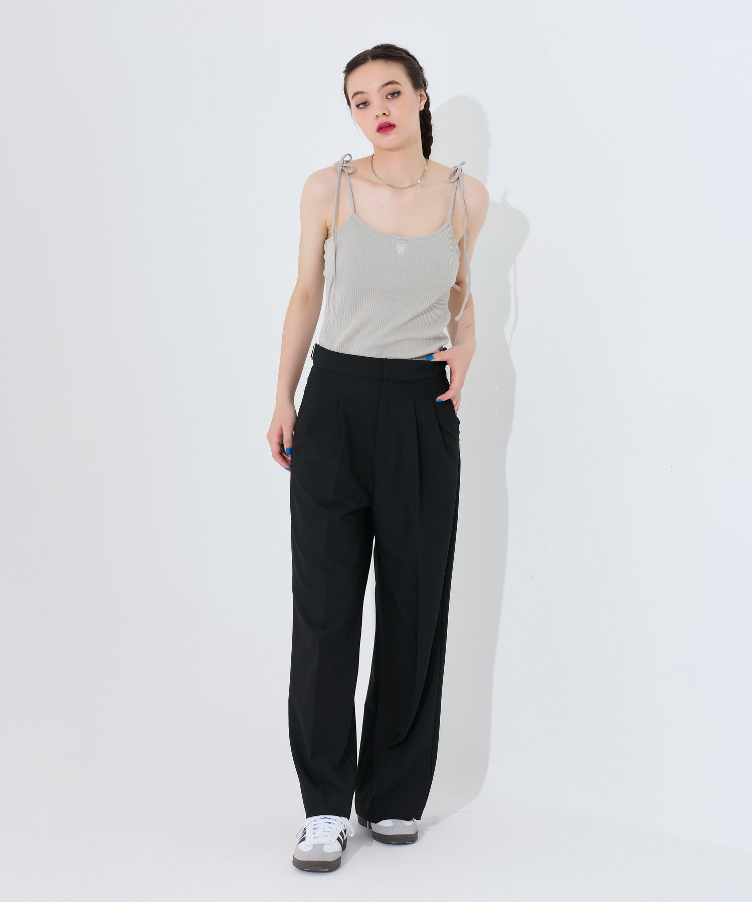 トップス/キャミソール/肩リボン/カップ付き