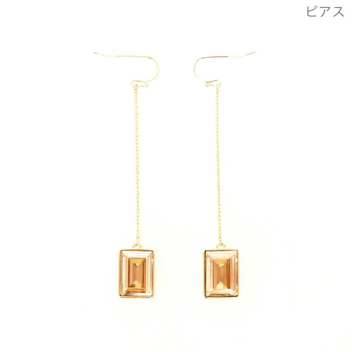 イエロー クリスタル ロング ピアス イヤリング Yellow Crystal Long Pierce Earring （Liala）