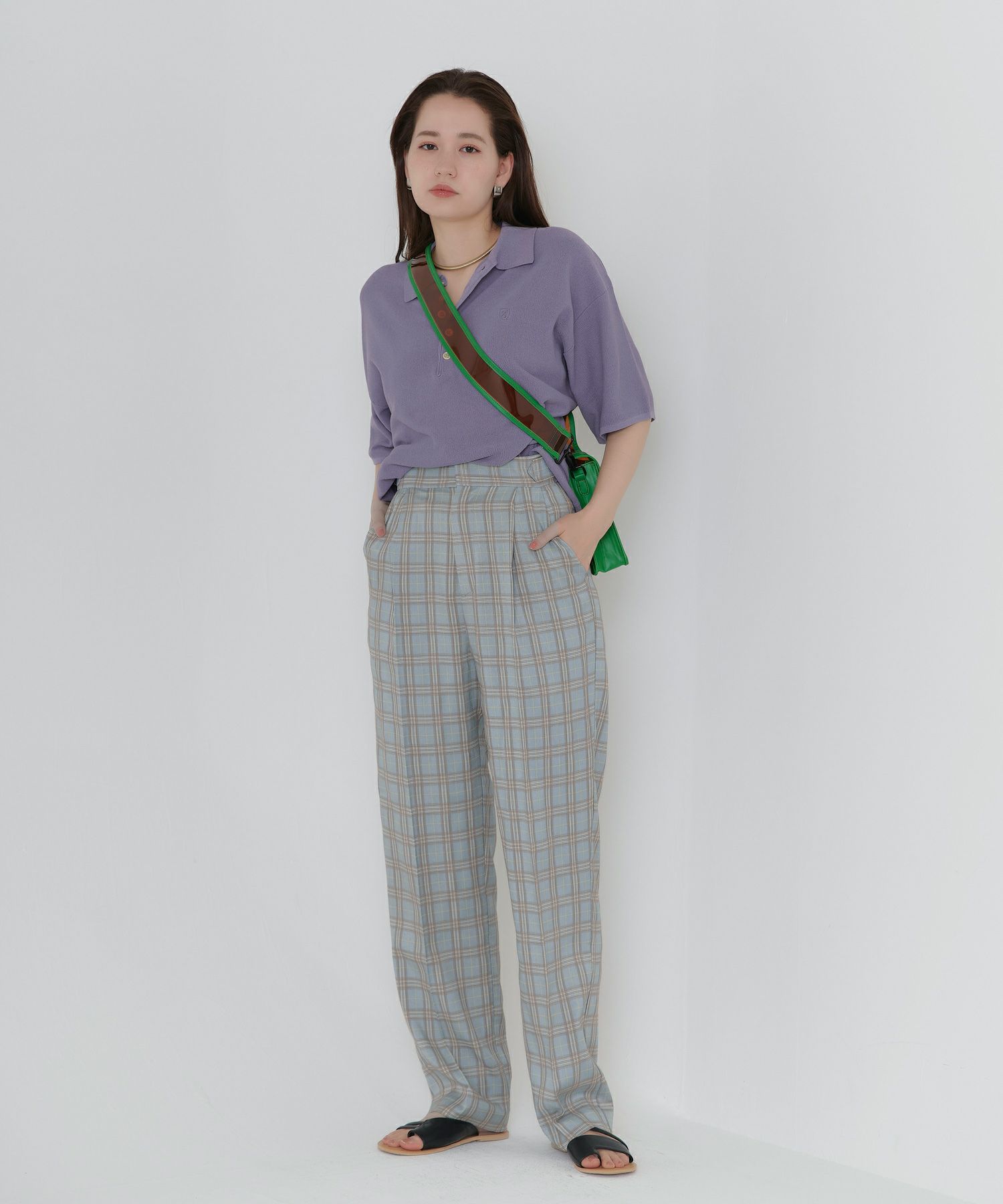 限定Price！SALE チェック柄 ルーズテーパードパンツ TINA：JOJUN 全2 