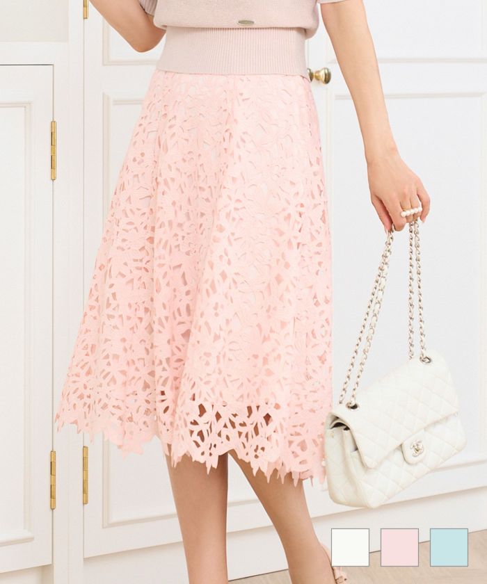 ケミカルレース フレア スカート Prima Scherrer 全3色｜psc611-0549