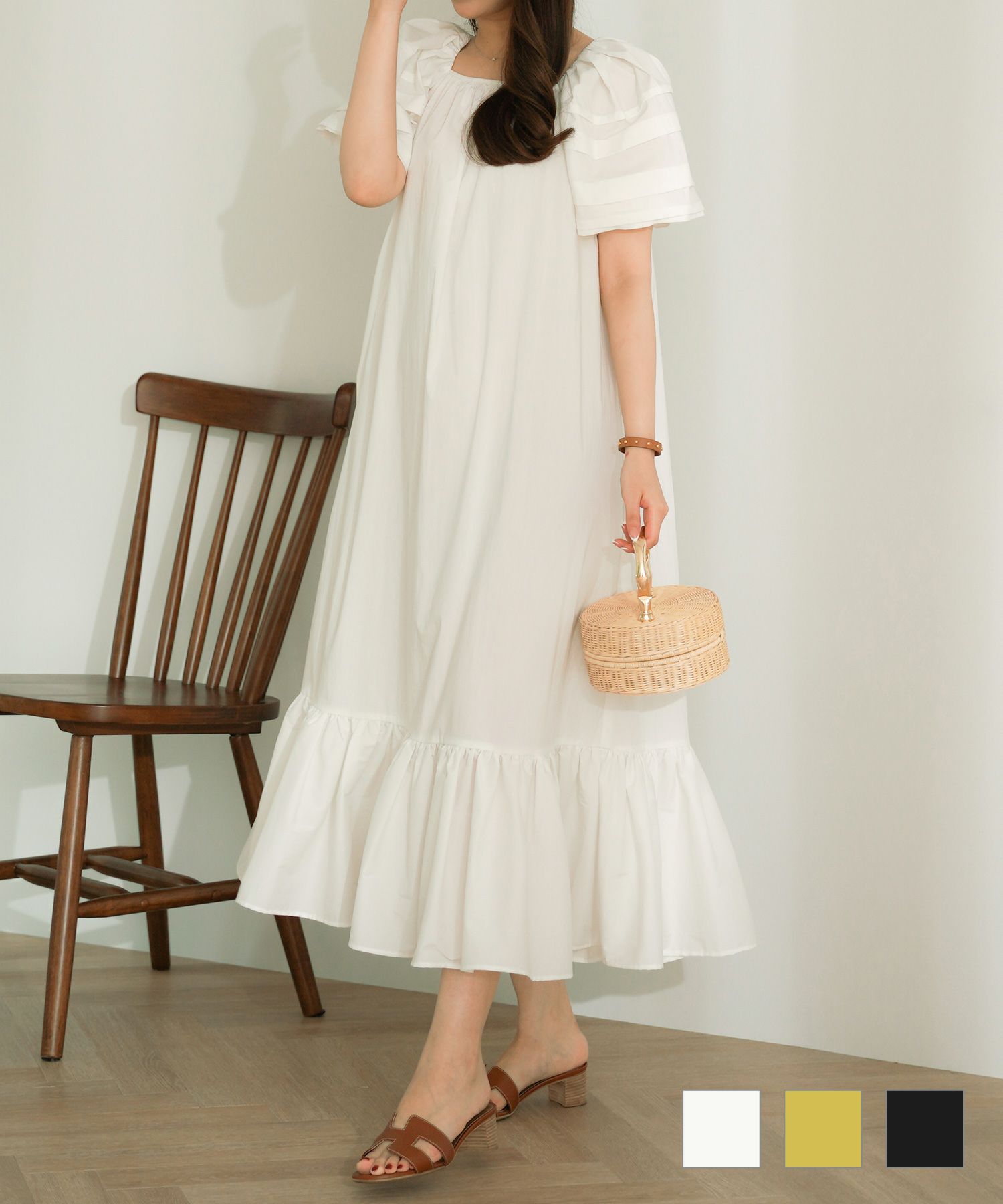 Aライン タックスリーブ ワンピース Joint Space×aya 全3色｜jsc311  