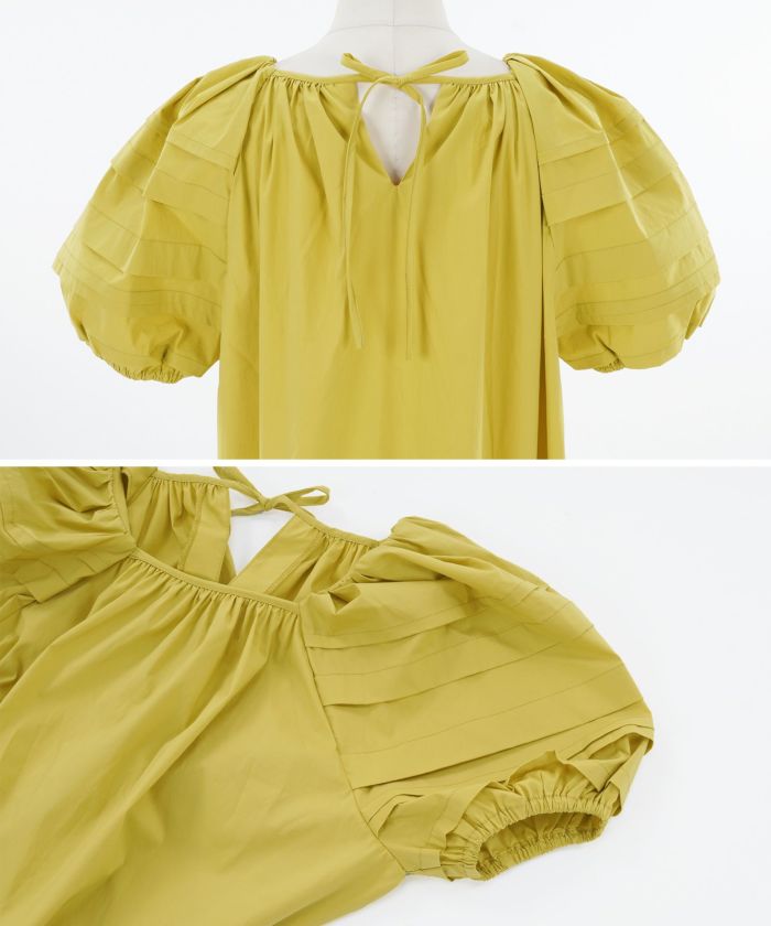 ★c アクリス ワンピース タグ付き コットン スイス製 イエロー 上品 半袖 ☆c アクリス ワンピース タグ付き コットン スイス製 イエロー 上品