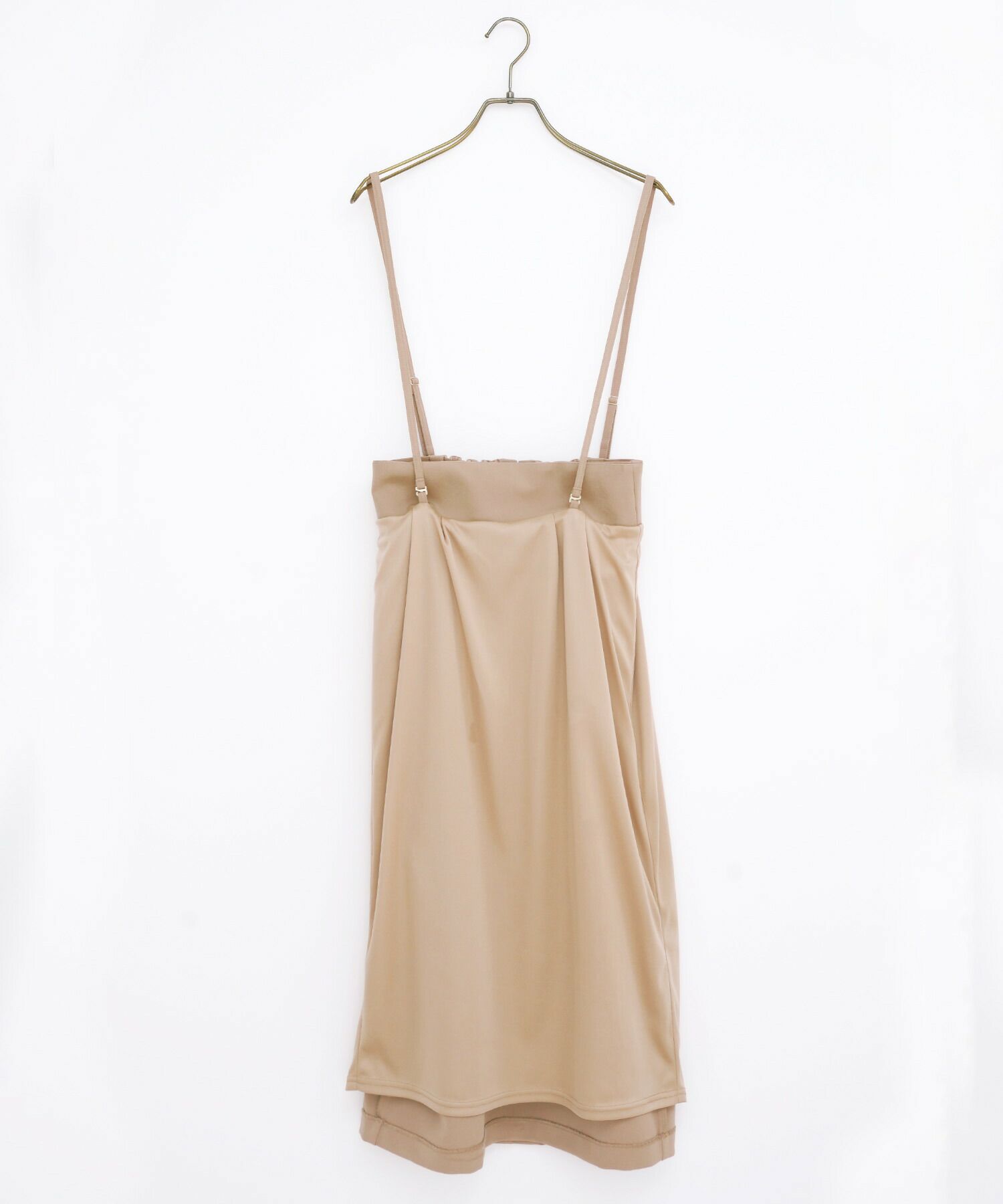 レディース/スカート/タイトスカート/サスペンダー/チェック/無地/チャーム/スリット/ポケット/春/夏/秋/膝下丈/ベージュ/ブラック/モノトーン/