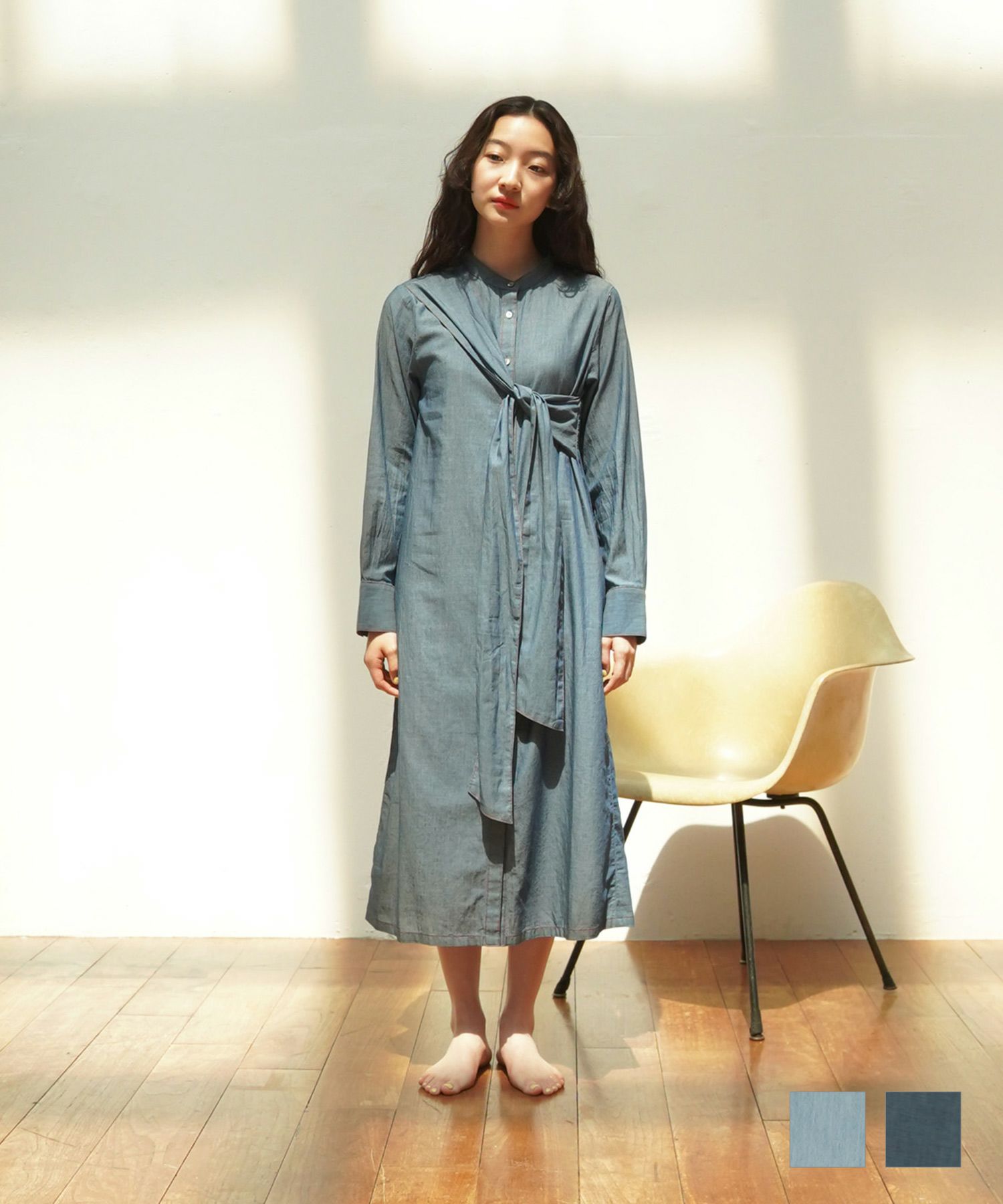 限定Price！SALE Indian cotton sheer denim シャツワンピース TINA 