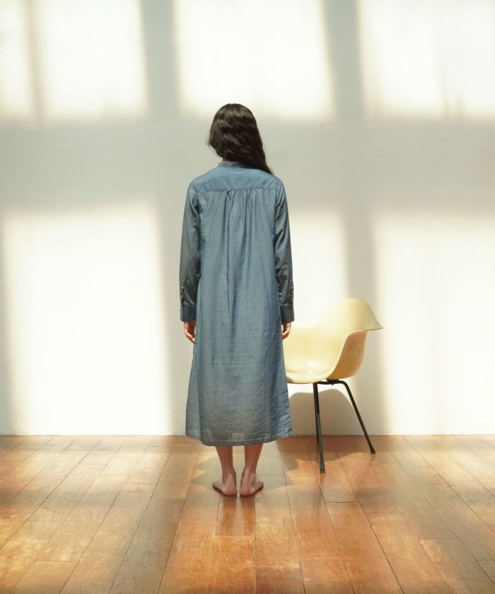 限定Price！SALE Indian cotton sheer denim シャツワンピース