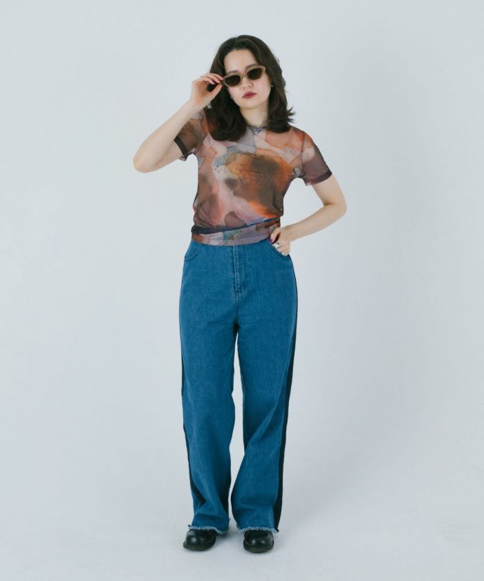 トップス Tina jojun ハイネック シアーラメトップス TINA：JOJUN（Tシャツ