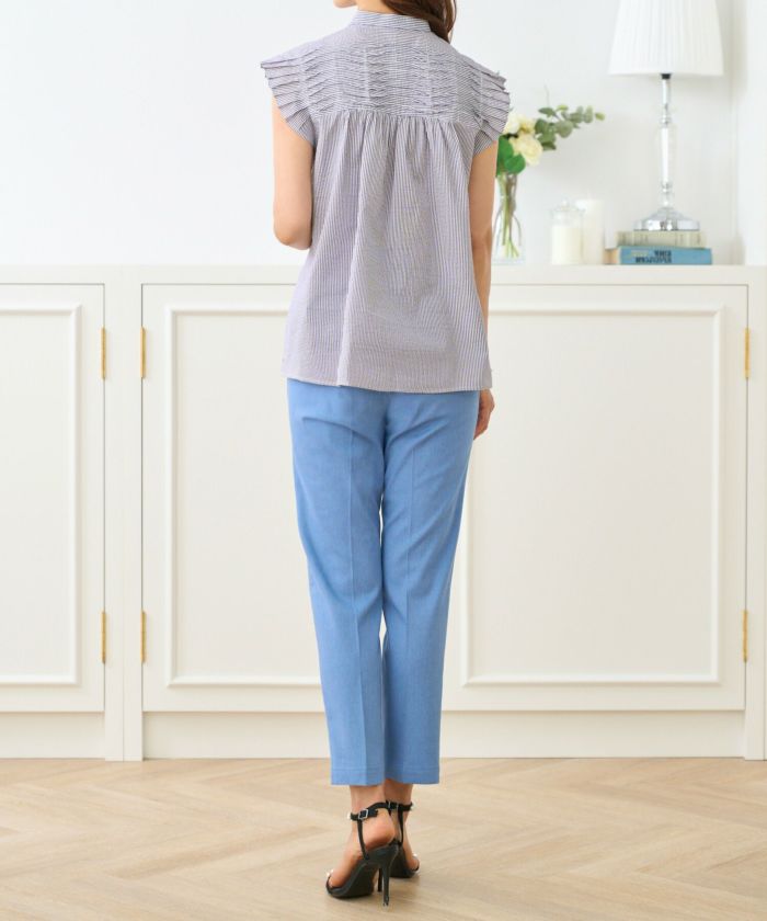 【美品】18AW PLEATS PLEASE 消しプリーツブラウス ストライプ 美品】18AW PLEATS PLEASE 消しプリーツブラウス ストライプ
