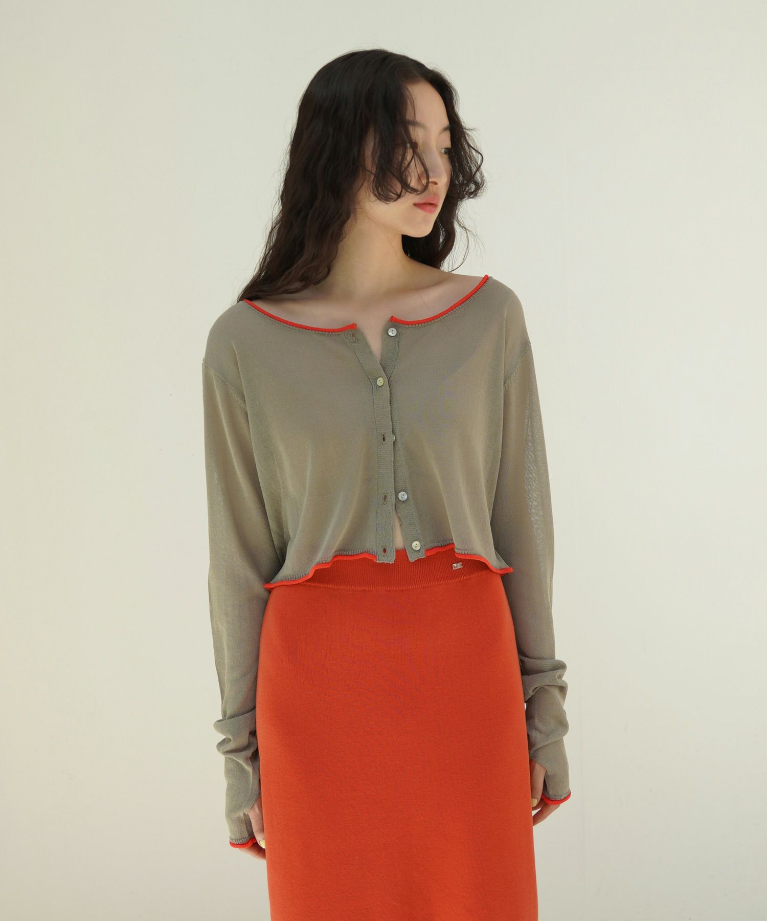 トップス/カーディガン/配色/接触冷感