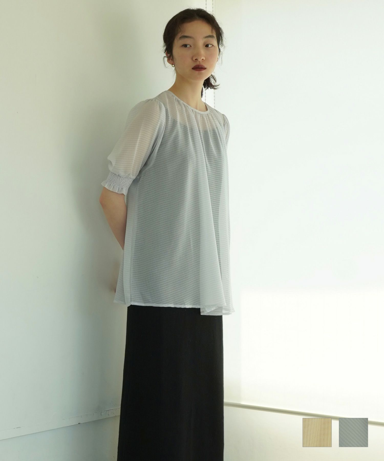限定Price！SALE ギンガムチェック柄 シアーブラウス TINA：JOJUN 全2 