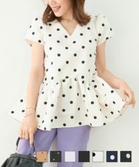 スカラップ切り替え半袖ブラウスLiala×PG