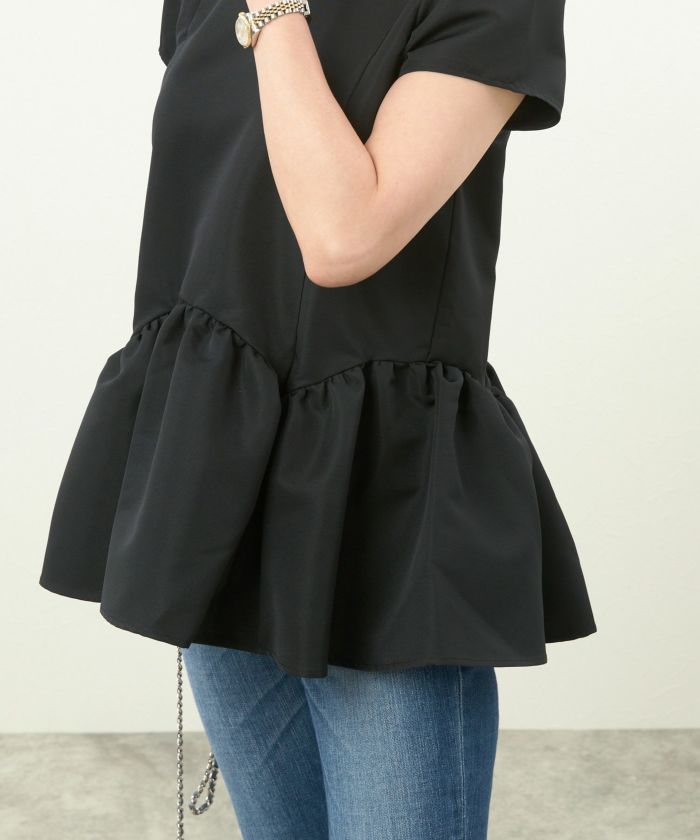 【新品】Liala×PGチューリップスリーブブラウス 半袖ブラック S liala×pg/美品♡チューリップ スリーブ ブラウス♡ブラックSサ