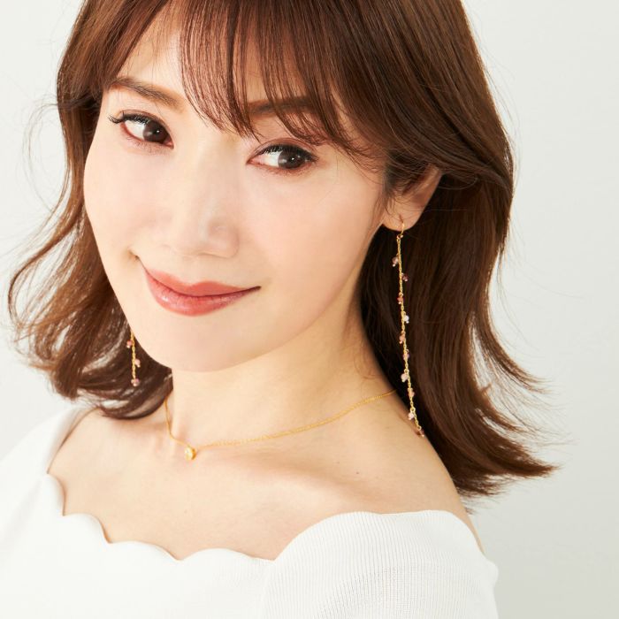 ピンク ストーン ロング ピアス イヤリング Pink Stone Long Pierce Earring