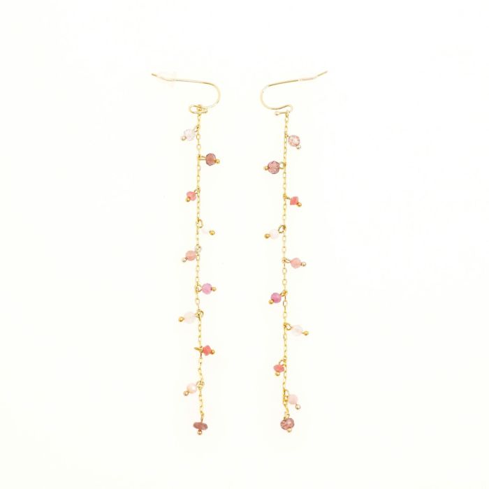 ピンク ストーン ロング ピアス イヤリング Pink Stone Long Pierce Earring